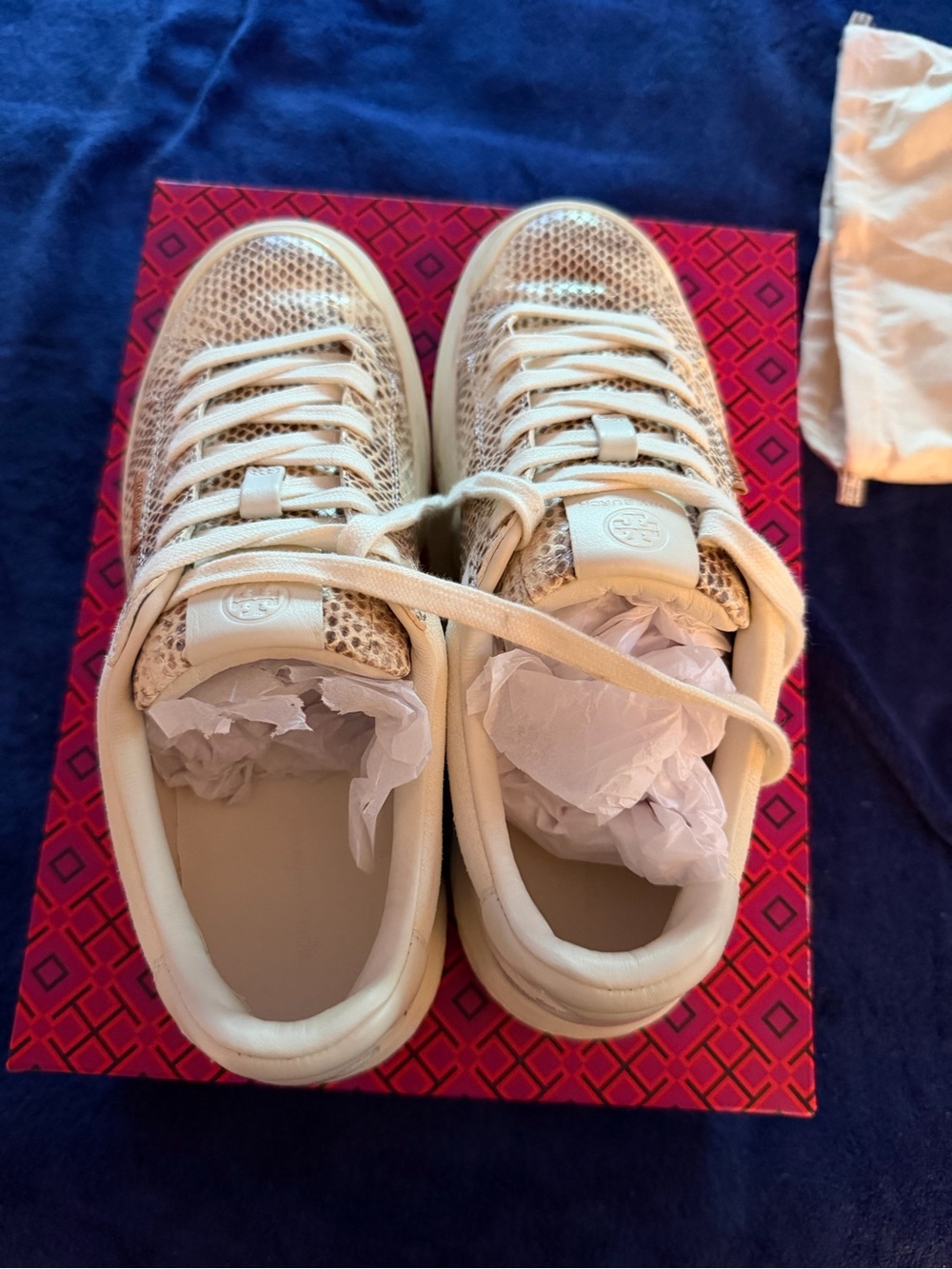 Tory Burch Kids Ivory Embossed Layton Sneakers